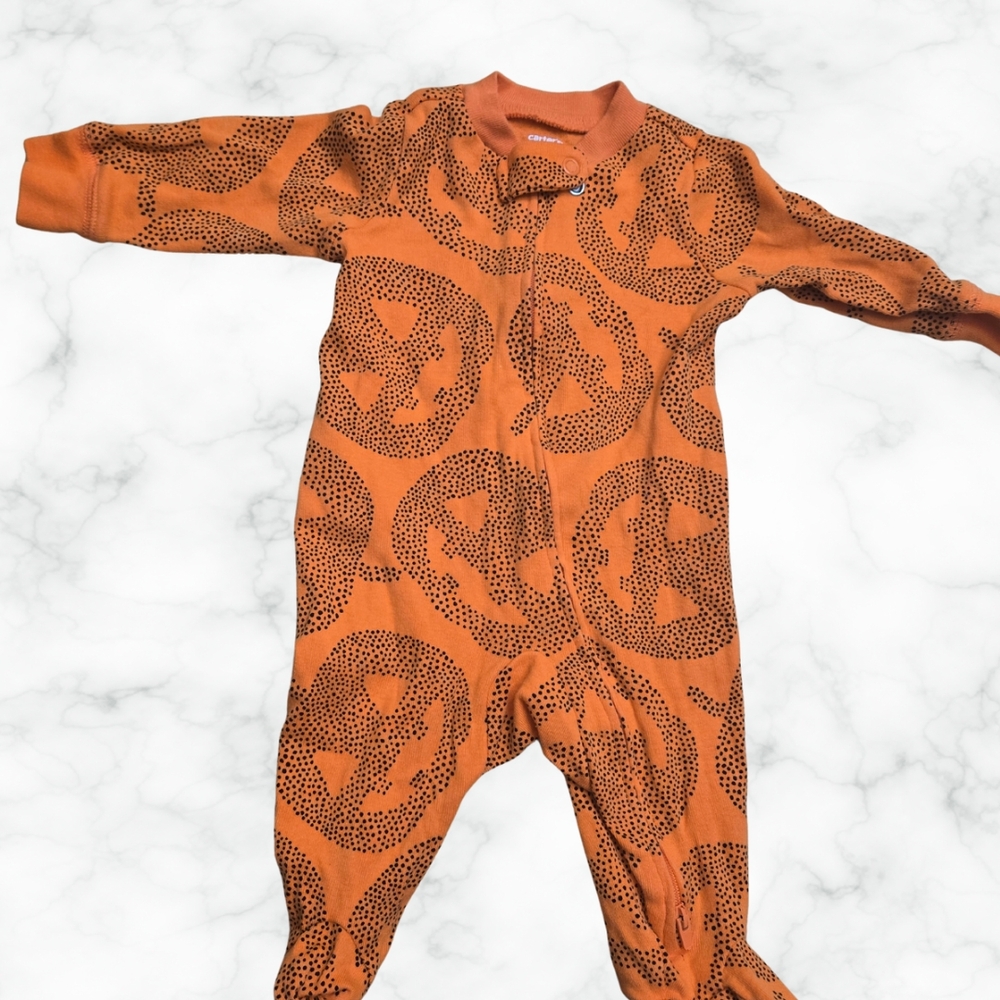 Carter's Orange Pumpkin Print Footie